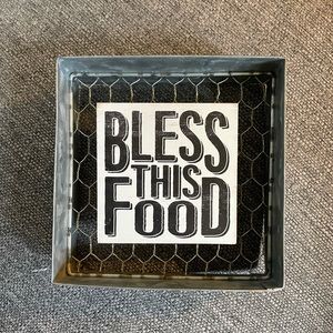 Farmhouse style “bless this food” sign
